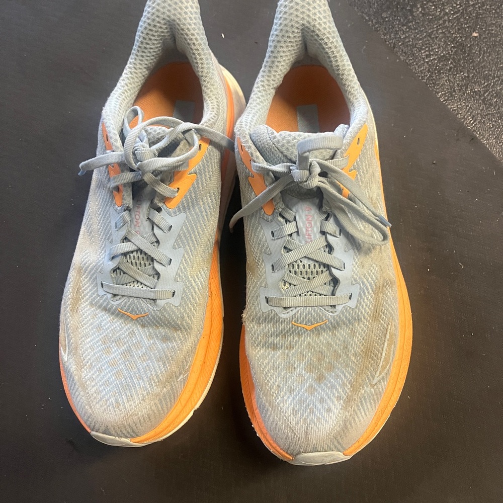 Light Blue and Orange Athletic Shoes